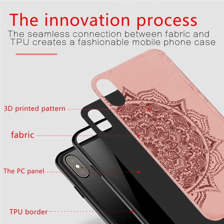 For iPhone XS Max Pressed Printing Mandragora Pattern Fabric Texture TPU + PC Shockproof Case