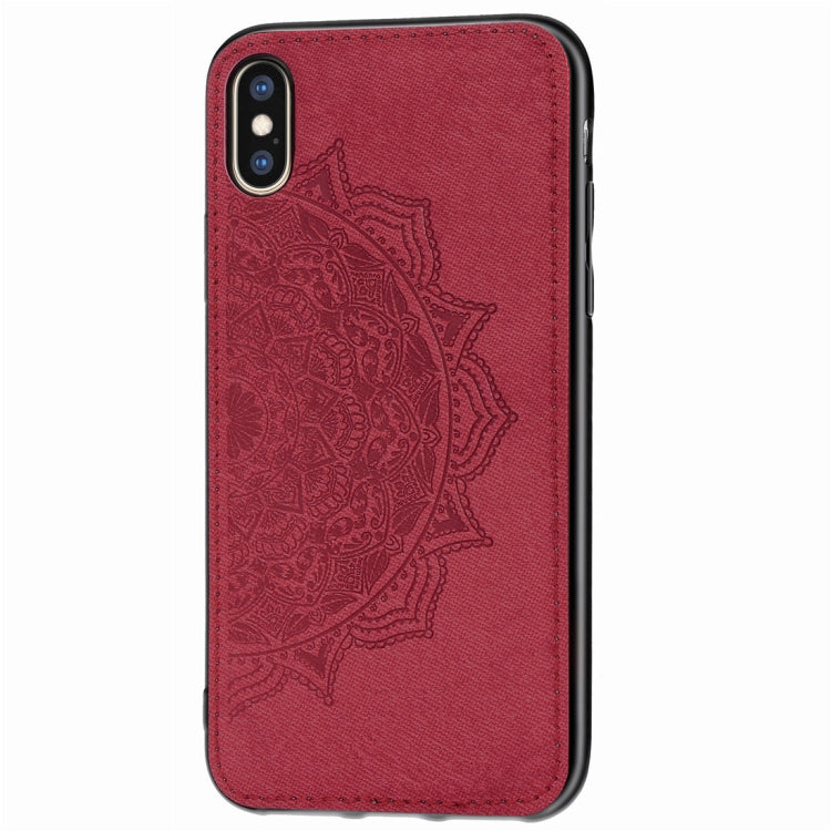 For iPhone XS Max Pressed Printing Mandragora Pattern Fabric Texture TPU + PC Shockproof Case