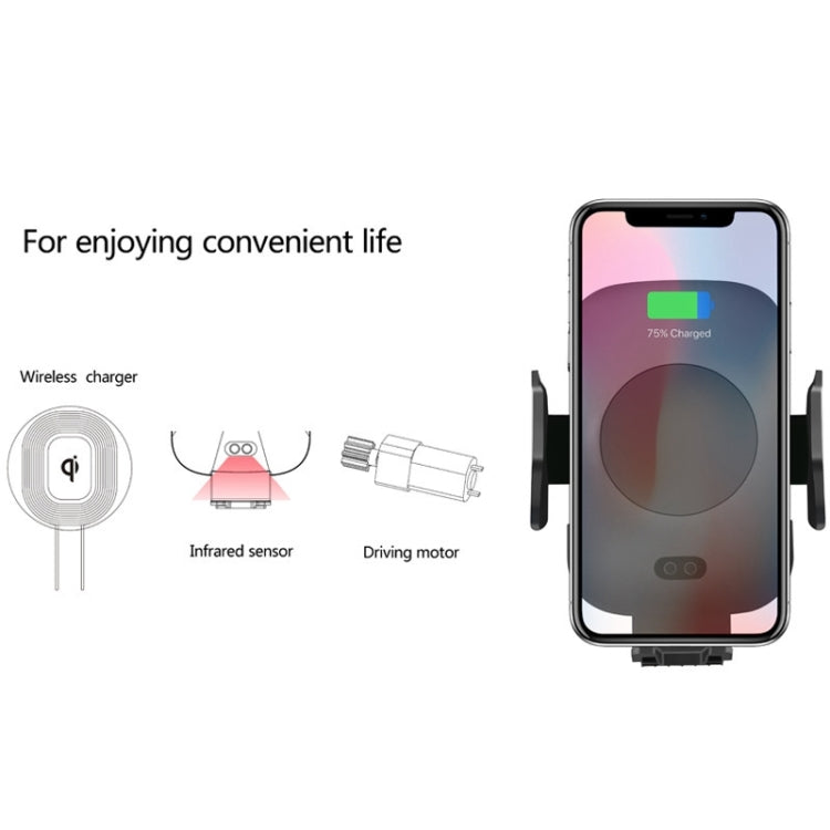 C9 Infrared Sensing Automatic Car Air Outlet Bracket Qi Standard Wireless Charger(Black)