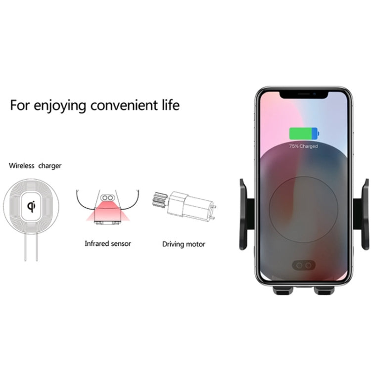 C10 Infrared Sensing Automatic Car Air Outlet Bracket Qi Standard Wireless Charger(Black)