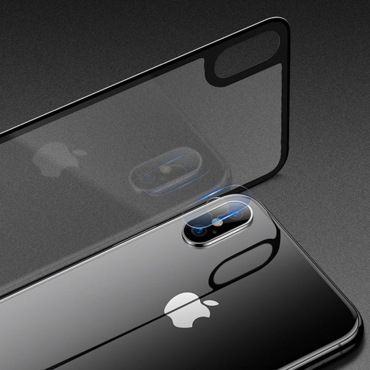 For iPhone XS Max TOTUDESIGN Rhino Family Tempered Glass Camera Lens + Back Protective Film Set (Black)