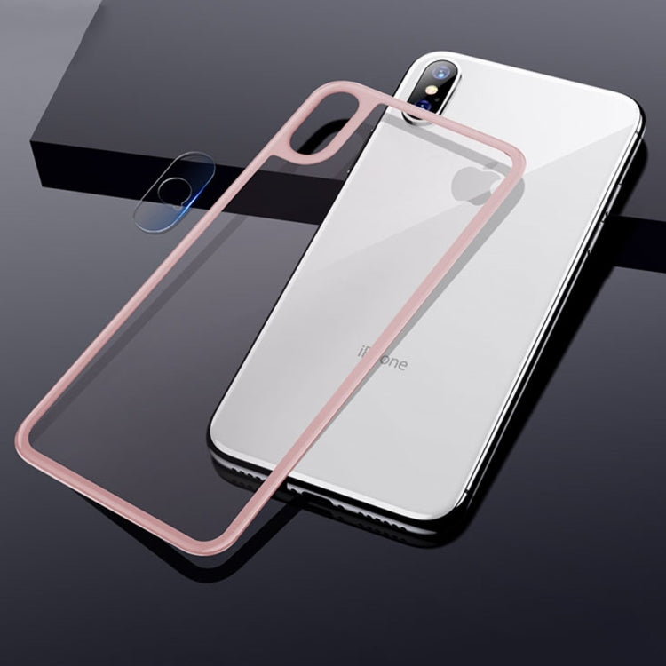 For iPhone XS Max TOTUDESIGN Rhino Family Tempered Glass Camera Lens + Back Protective Film Set (Pink)