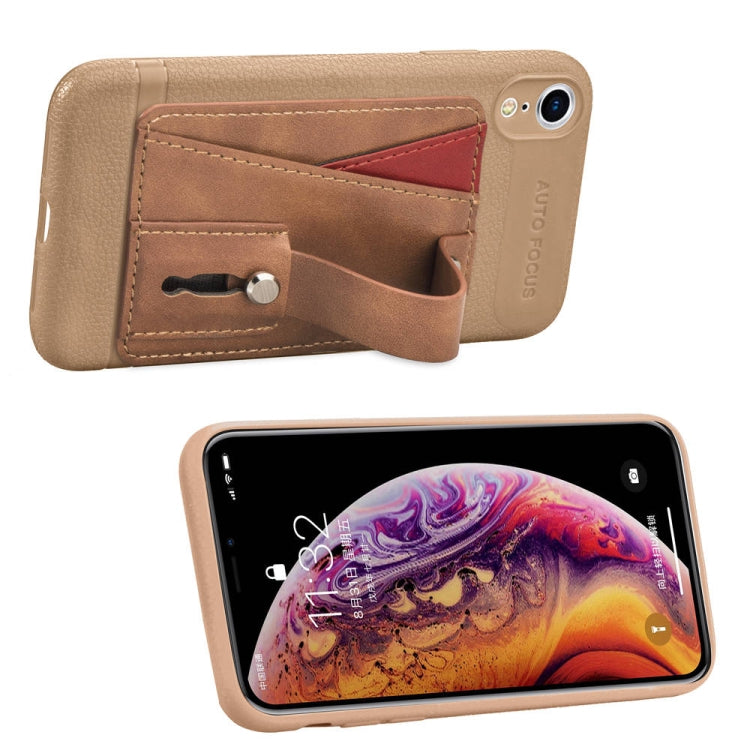 For iPhone XS Max Litchi Texture Full Coverage Shockproof TPU Case with Card Slots & Holder
