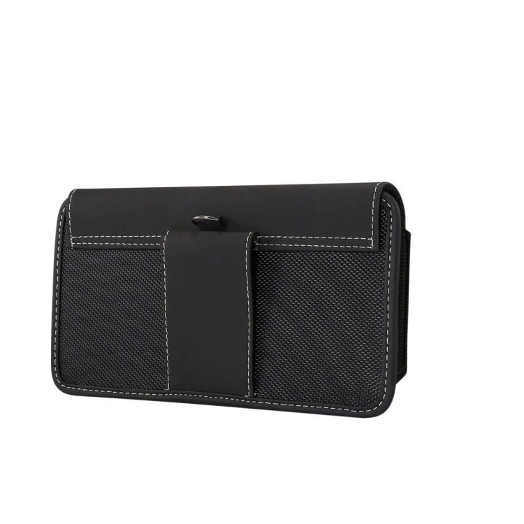 For iPhone XS Max Men Universal Oxford Cloth Portable Mobile Phone Waist Pack Leather Case / Huawei Mate 20 / 6.3 Inch or Below Smartphones (Black)