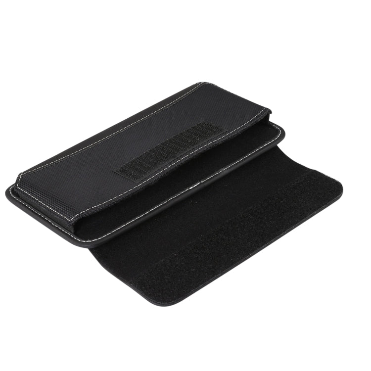 For iPhone XS Max Men Universal Oxford Cloth Portable Mobile Phone Waist Pack Leather Case / Huawei Mate 20 / 6.3 Inch or Below Smartphones (Black)
