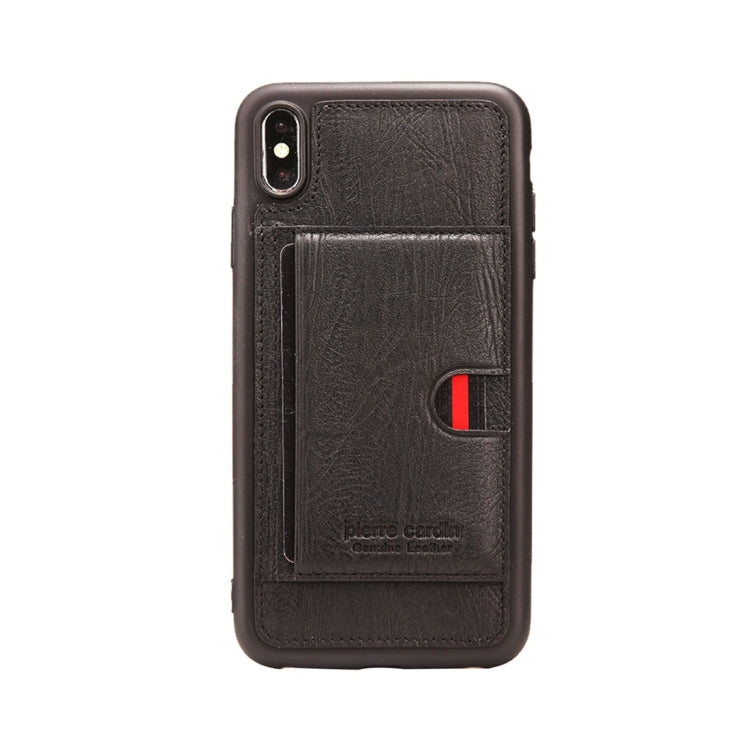 For iPhone XS Max Pierre Cardin PCL-P11 Shockproof TPU + Leather Protective Case with Holder & Card Slot