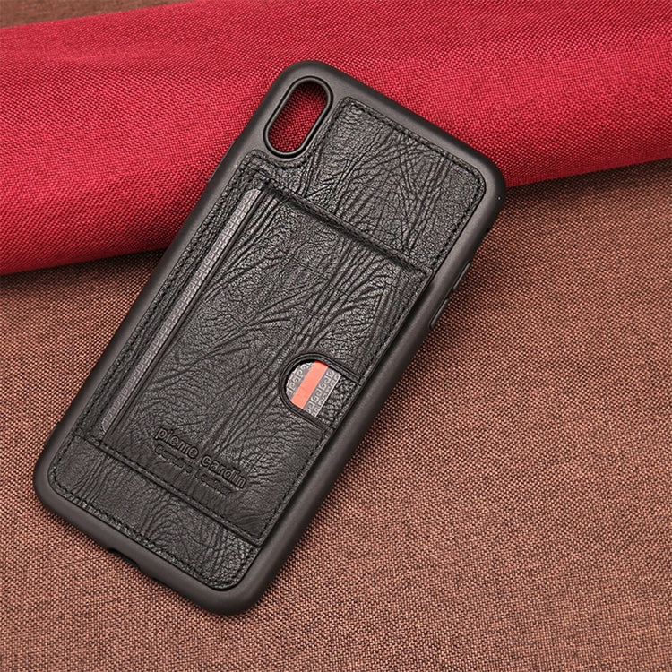 For iPhone XS Max Pierre Cardin PCL-P11 Shockproof TPU + Leather Protective Case with Holder & Card Slot