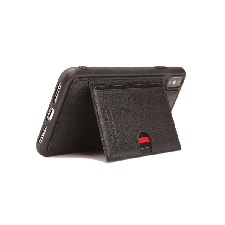 For iPhone XS Max Pierre Cardin PCL-P11 Shockproof TPU + Leather Protective Case with Holder & Card Slot