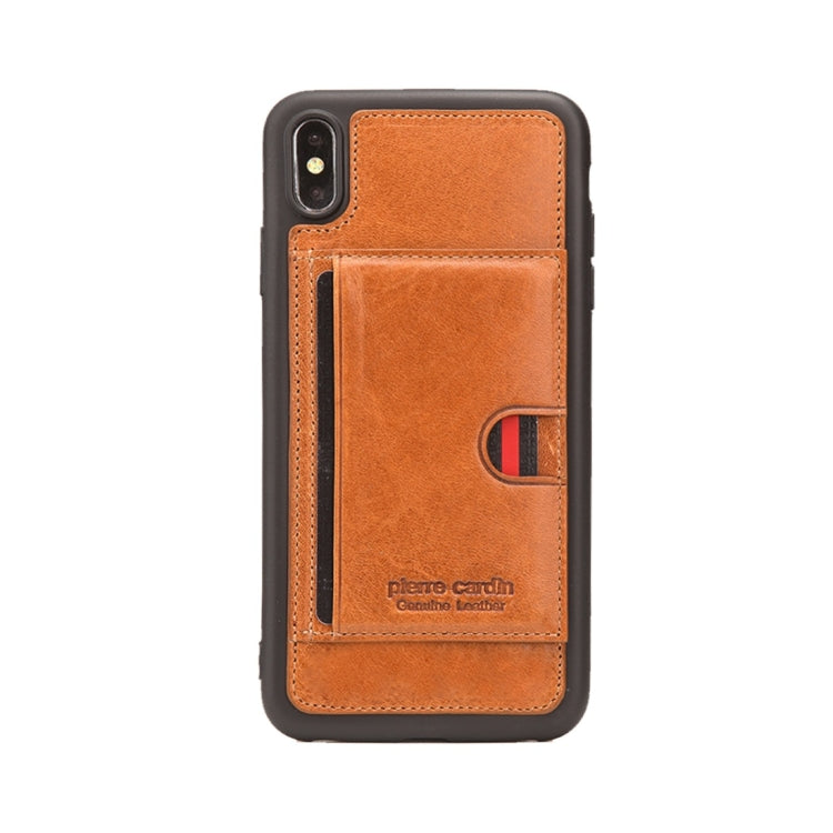 For iPhone XS Max Pierre Cardin PCL-P11 Shockproof TPU + Leather Protective Case with Holder & Card Slot
