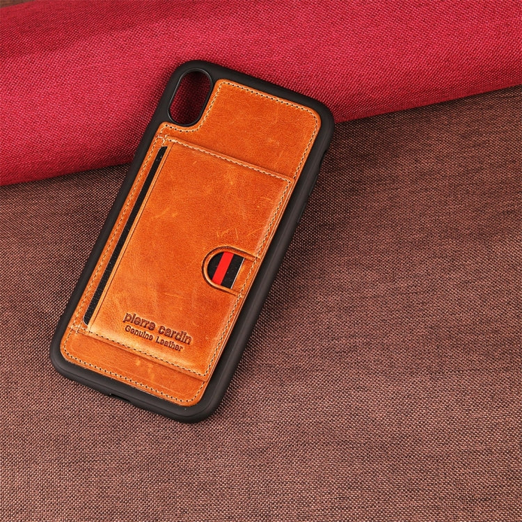 For iPhone XS Max Pierre Cardin PCL-P11 Shockproof TPU + Leather Protective Case with Holder & Card Slot