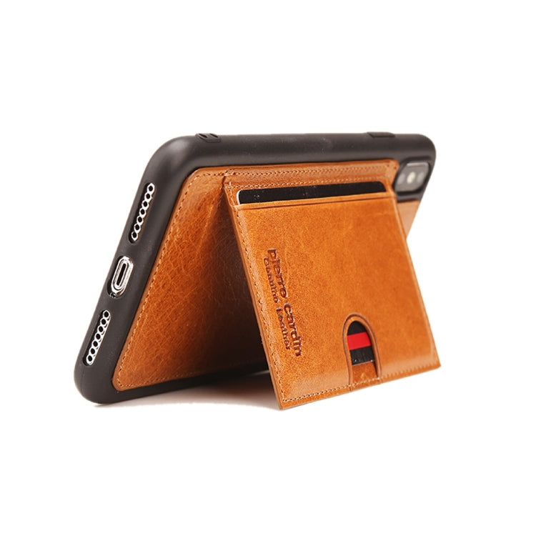 For iPhone XS Max Pierre Cardin PCL-P11 Shockproof TPU + Leather Protective Case with Holder & Card Slot