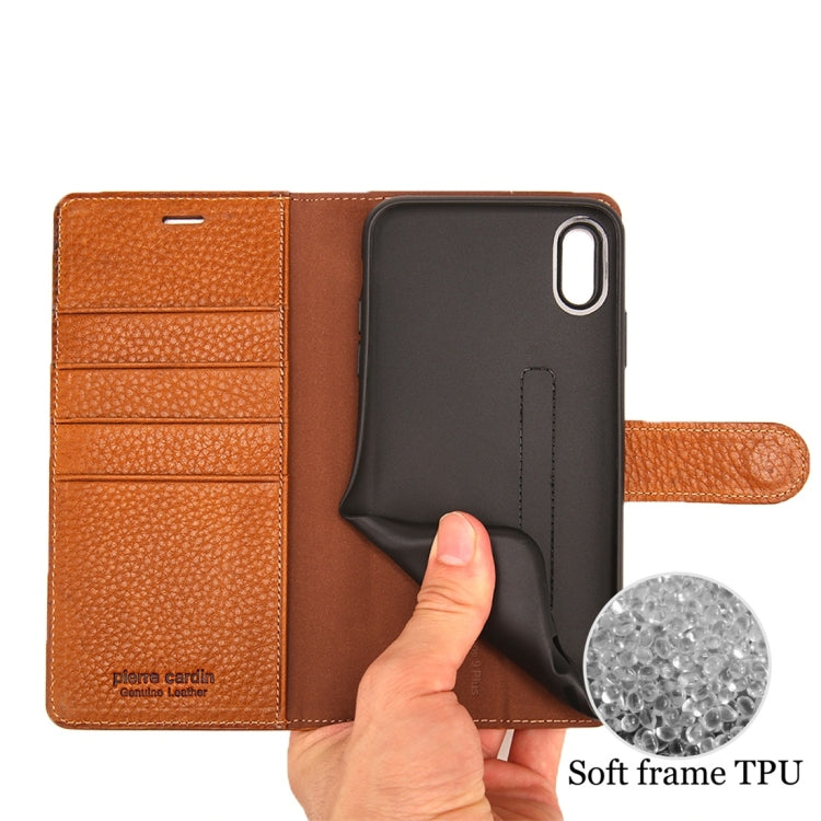 For iPhone XS Max Pierre Cardin PCS-P08 Horizontal Flip Leather Case with Holder & Card Slot