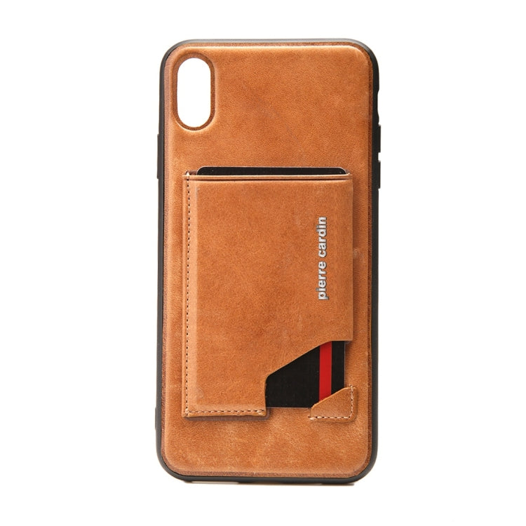 For iPhone XS Max Pierre Cardin PCS-S03 Shockproof TPU + Leather Protective Case with Holder & Card Slot