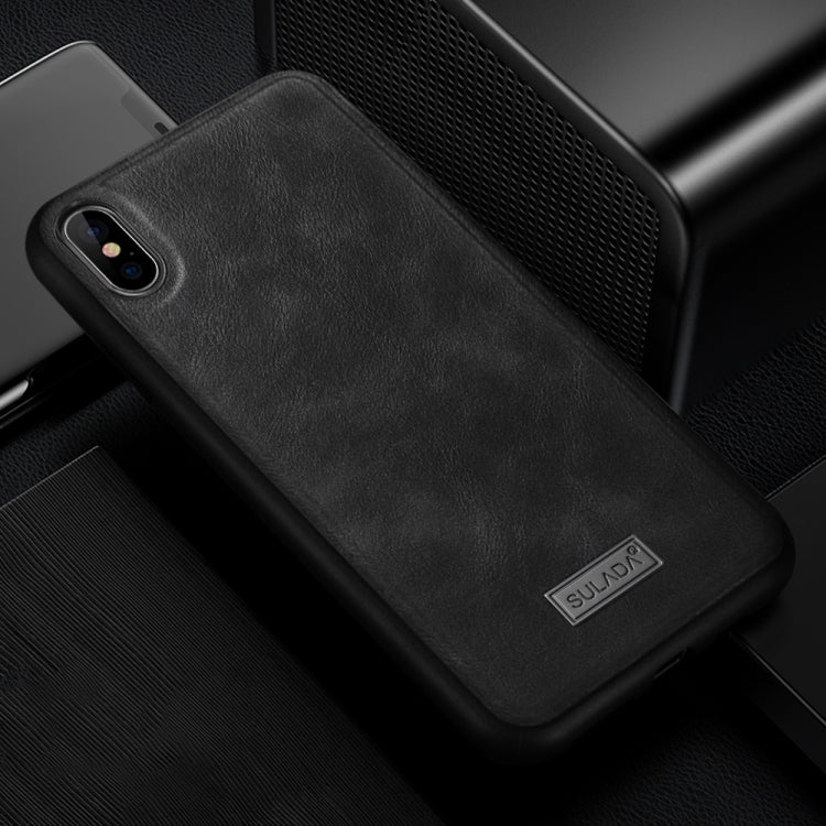 For iPhone XS Max SULADA Shockproof TPU + Handmade Leather Case
