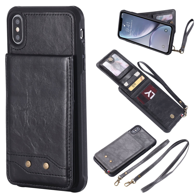 For iPhone XS Max Vertical Flip Fashion Shockproof Leather Case with Holder & Photo Frame & Card Slots & Lanyard