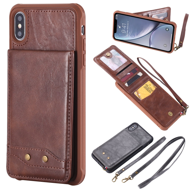 For iPhone XS Max Vertical Flip Fashion Shockproof Leather Case with Holder & Photo Frame & Card Slots & Lanyard