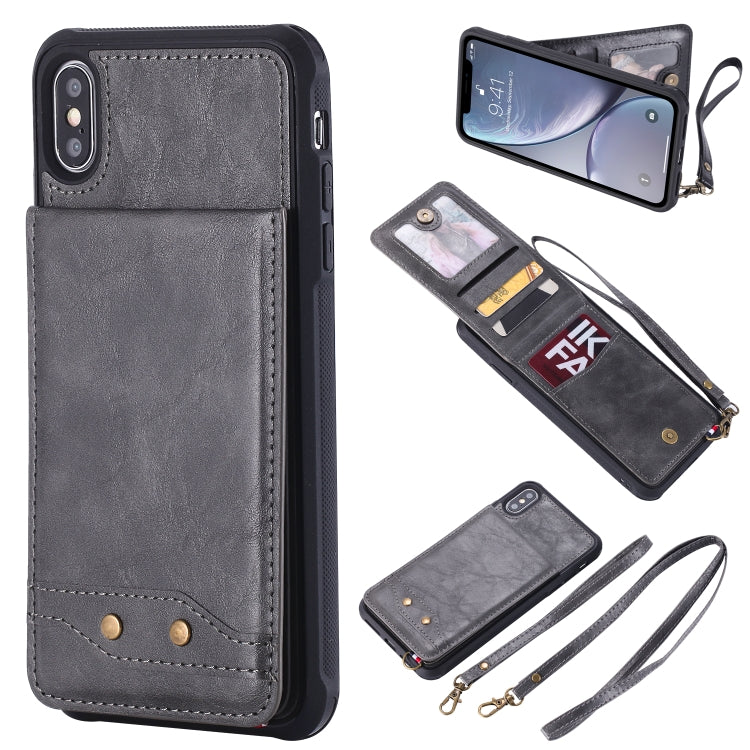 For iPhone XS Max Vertical Flip Fashion Shockproof Leather Case with Holder & Photo Frame & Card Slots & Lanyard
