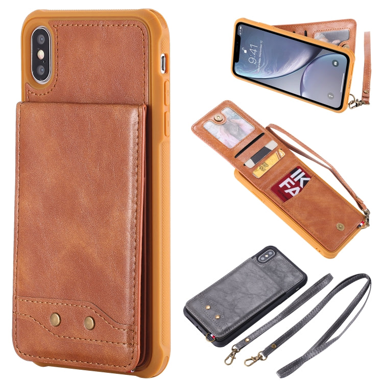 For iPhone XS Max Vertical Flip Fashion Shockproof Leather Case with Holder & Photo Frame & Card Slots & Lanyard