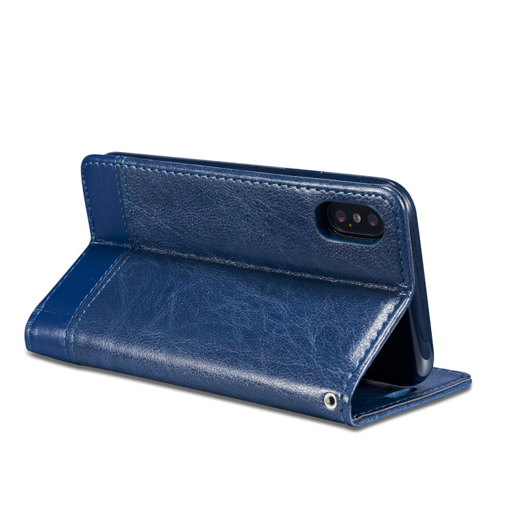 For iPhone XS Max Double-sided Absorption Splicing Horizontal Flip Leather Case with Holder & Card Slots & Lanyard