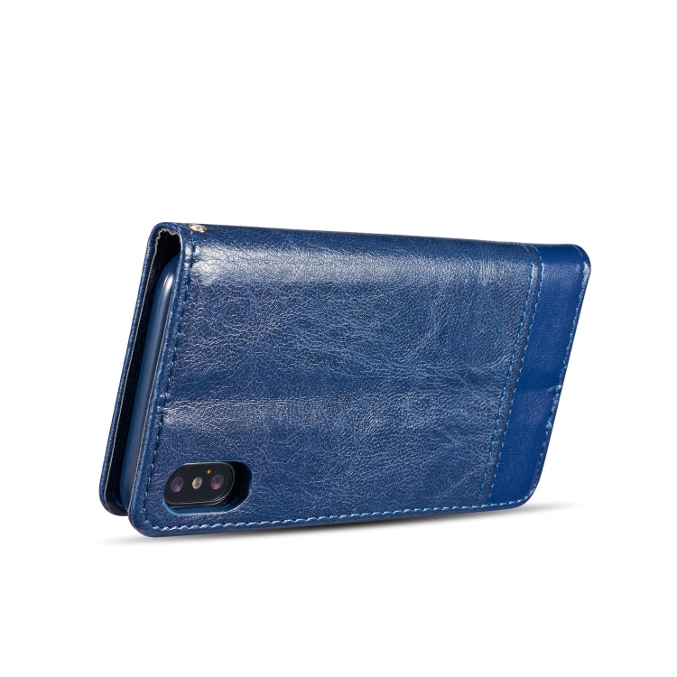 For iPhone XS Max Double-sided Absorption Splicing Horizontal Flip Leather Case with Holder & Card Slots & Lanyard