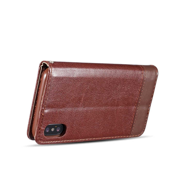 For iPhone XS Max Double-sided Absorption Splicing Horizontal Flip Leather Case with Holder & Card Slots & Lanyard