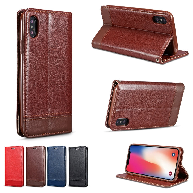 For iPhone XS Max Double-sided Absorption Splicing Horizontal Flip Leather Case with Holder & Card Slots & Lanyard