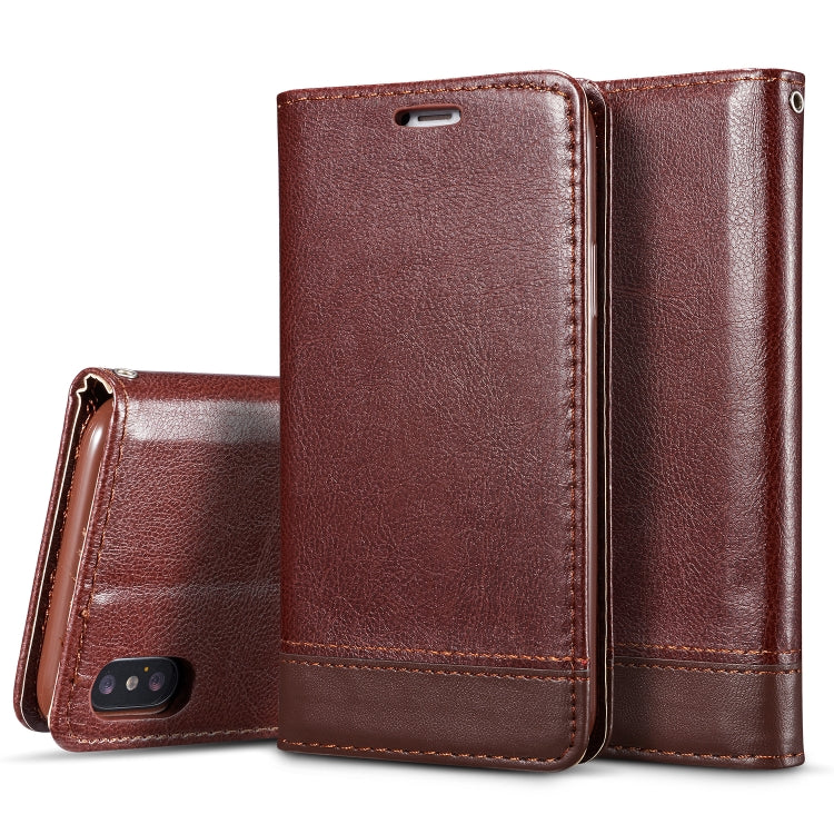 For iPhone XS Max Double-sided Absorption Splicing Horizontal Flip Leather Case with Holder & Card Slots & Lanyard