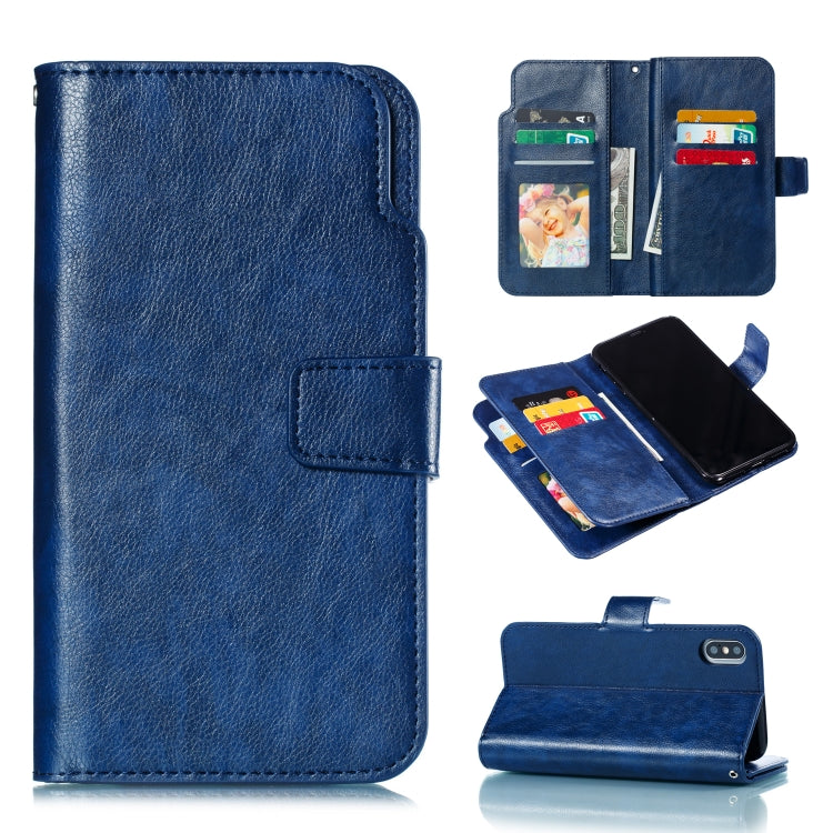 For iPhone XS Max Litchi Texture Horizontal Flip Leather Case with Nine Card Slots & Wallet & Photo Frame