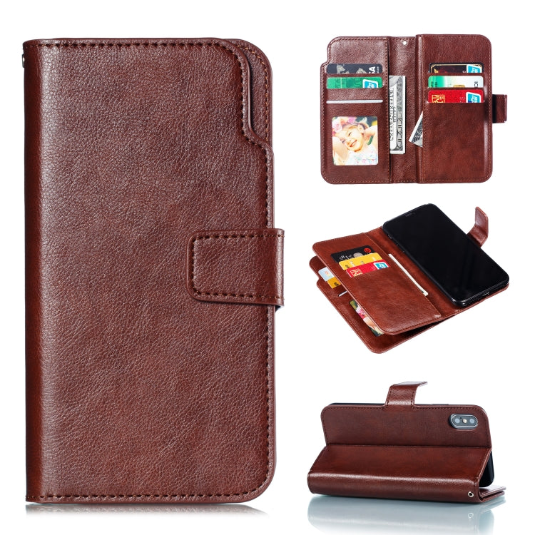 For iPhone XS Max Litchi Texture Horizontal Flip Leather Case with Nine Card Slots & Wallet & Photo Frame