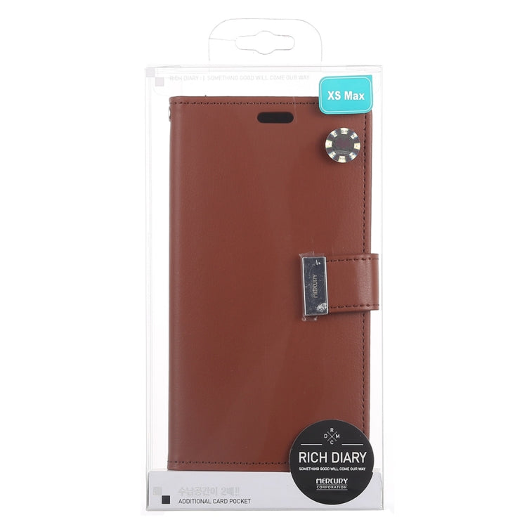 For iPhone XS Max GOOSPERY RICH DIARY Crazy Horse Texture Horizontal Flip Leather Case with Card Slots & Wallet