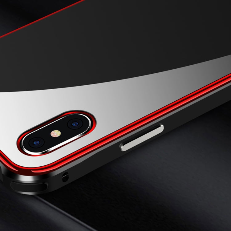 For iPhone XS Max Crystal Cube Shockproof Airbag Tempered Glass + Metal Frame Case