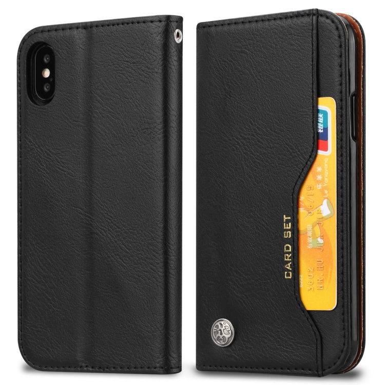 For iPhone XS Max Knead Skin Texture Horizontal Flip Leather Case with Photo Frame & Holder & Card Slots & Wallet