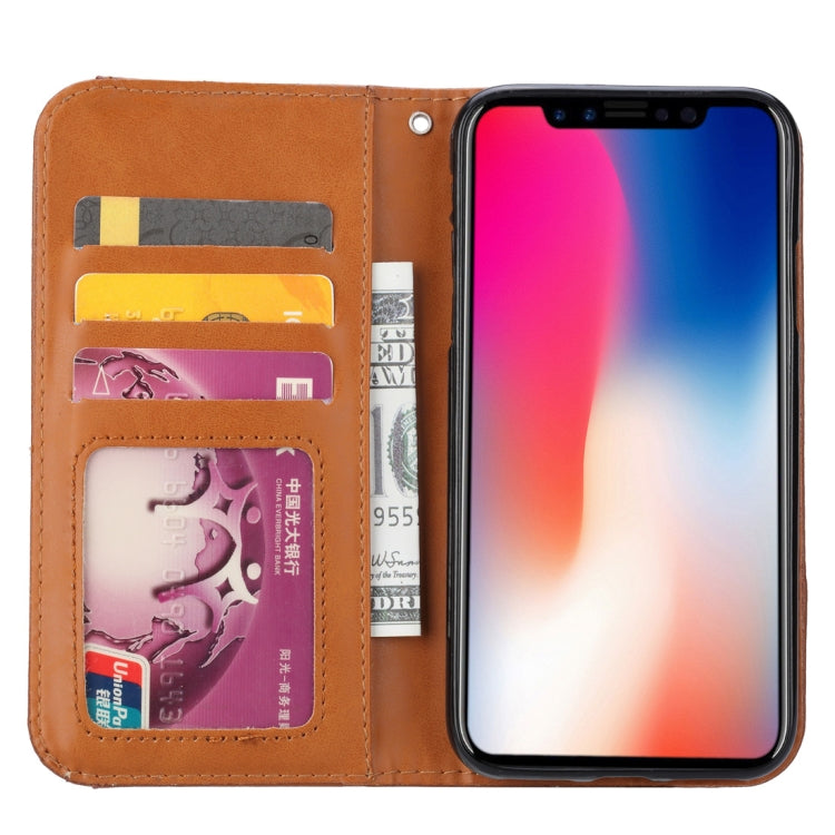 For iPhone XS Max Knead Skin Texture Horizontal Flip Leather Case with Photo Frame & Holder & Card Slots & Wallet
