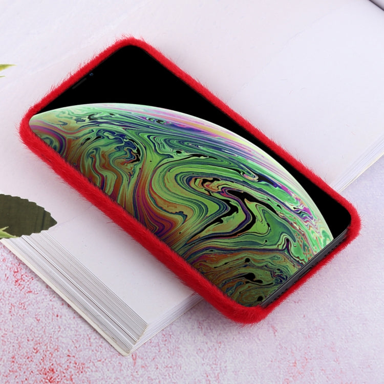 For iPhone XS Max Plush Cloth Cover Protective Back Case (Red)