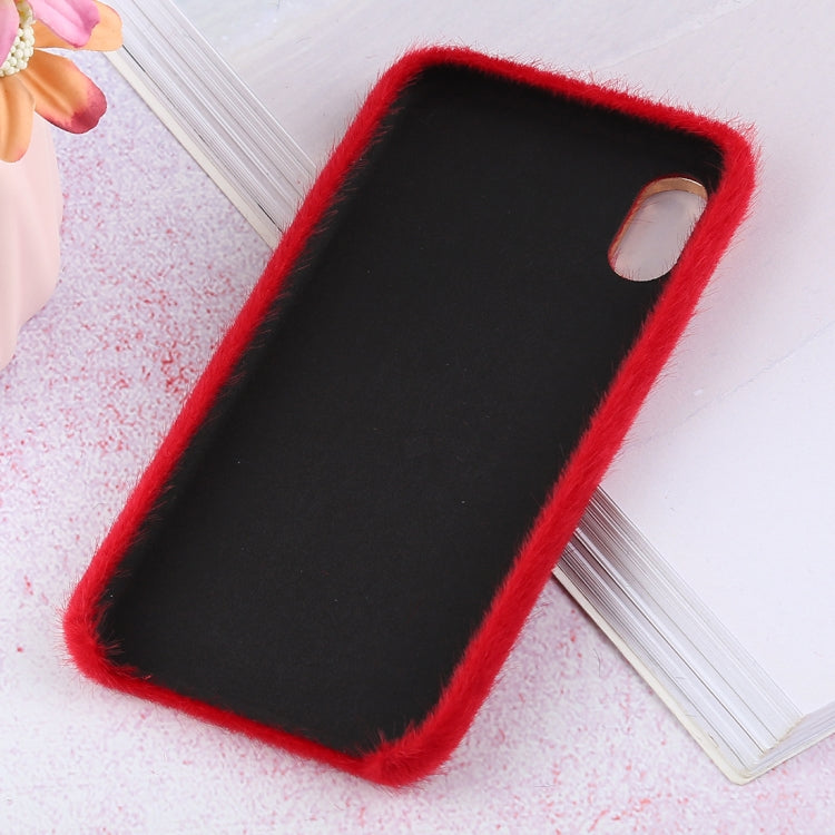 For iPhone XS Max Plush Cloth Cover Protective Back Case (Red)