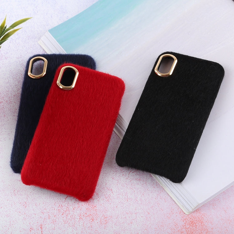 For iPhone XS Max Plush Cloth Cover Protective Back Case (Red)