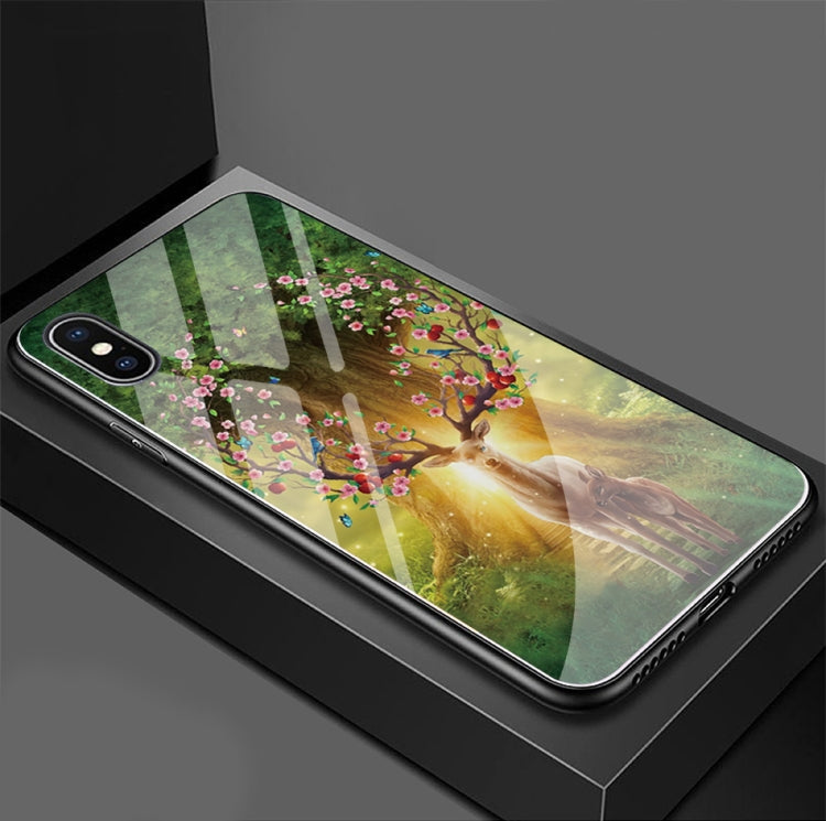 For iPhone XS Max The King of the Forest Elk Pattern Glass Case
