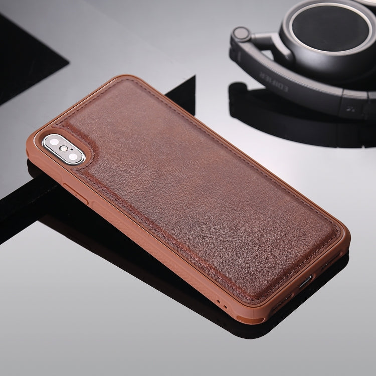 For iPhone XS Max Magnetic Shockproof TPU + PC + PU Leather Pasted Case