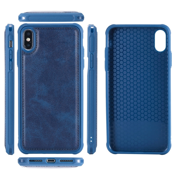 For iPhone XS Max Magnetic Shockproof TPU + PC + PU Leather Pasted Case