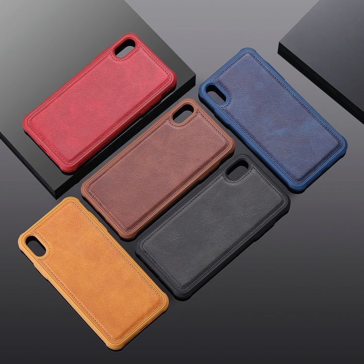 For iPhone XS Max Magnetic Shockproof TPU + PC + PU Leather Pasted Case