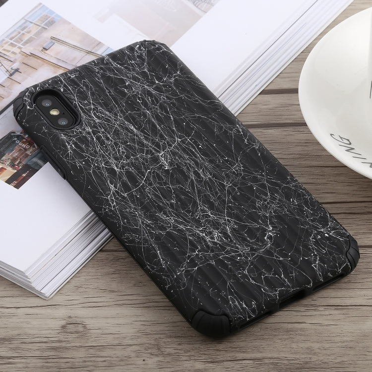 For iPhone XS Max Travel Box Shape Painted Marble Protective TPU + PC Case