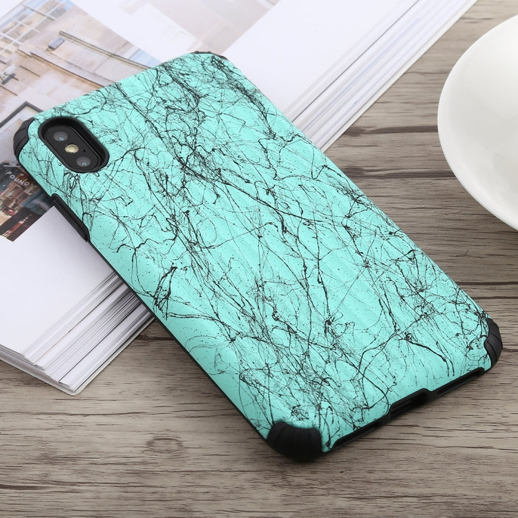 For iPhone XS Max Travel Box Shape Painted Marble Protective TPU + PC Case