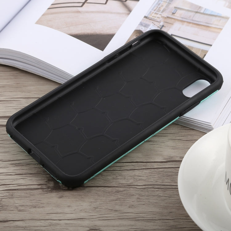 For iPhone XS Max Travel Box Shape Painted Marble Protective TPU + PC Case