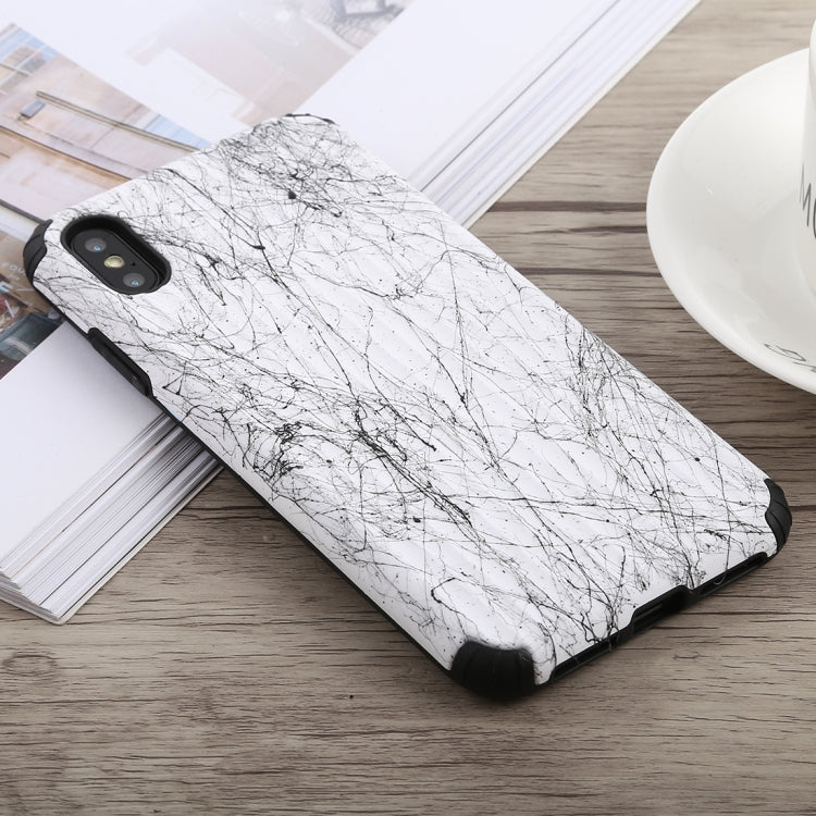 For iPhone XS Max Travel Box Shape Painted Marble Protective TPU + PC Case