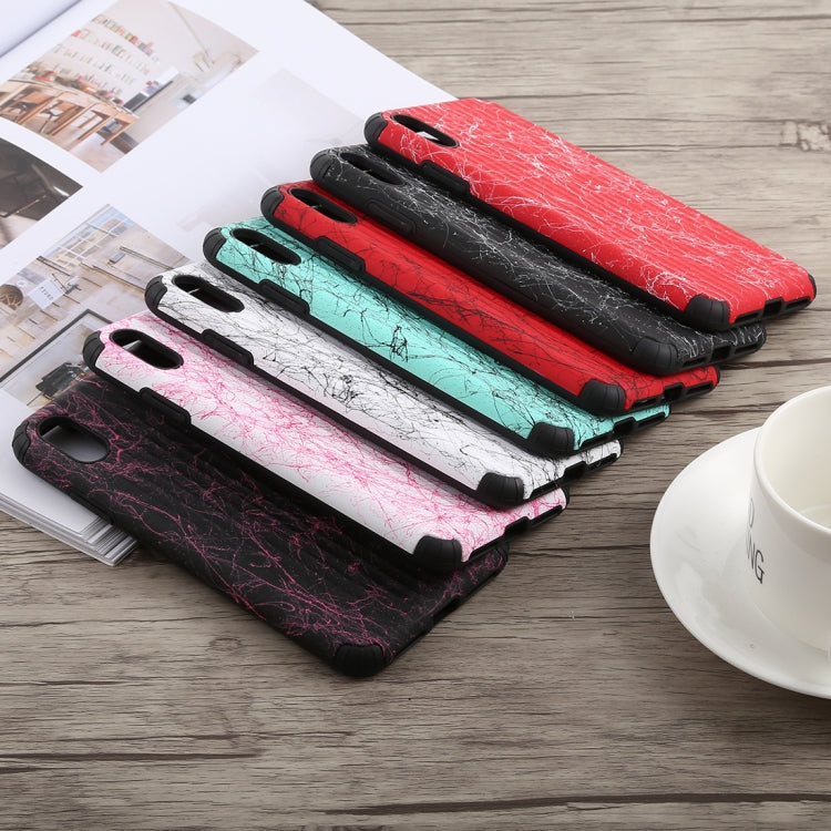 For iPhone XS Max Travel Box Shape Painted Marble Protective TPU + PC Case