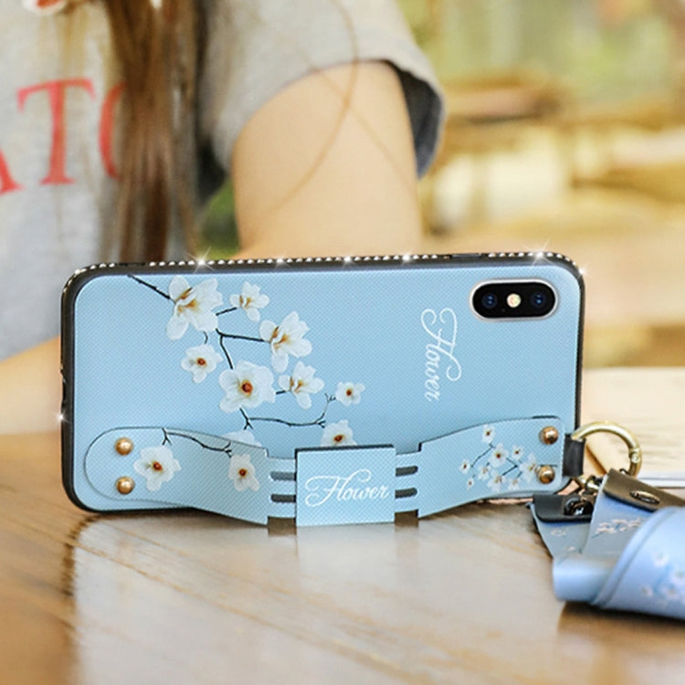For iPhone XS Max Colorful Painted Shockproof TPU + Cloth Texture Case