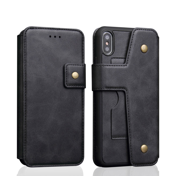 For iPhone XS Max Cowhide Texture Magnetic Absorption Detachable Horizontal Flip Leather Case with Holder & Card Slots & Wallet