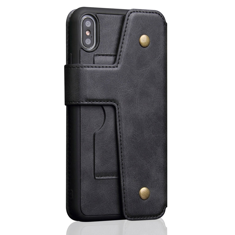 For iPhone XS Max Cowhide Texture Magnetic Absorption Detachable Horizontal Flip Leather Case with Holder & Card Slots & Wallet