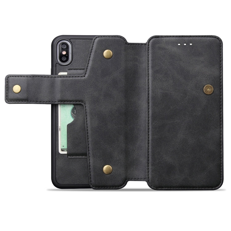 For iPhone XS Max Cowhide Texture Magnetic Absorption Detachable Horizontal Flip Leather Case with Holder & Card Slots & Wallet