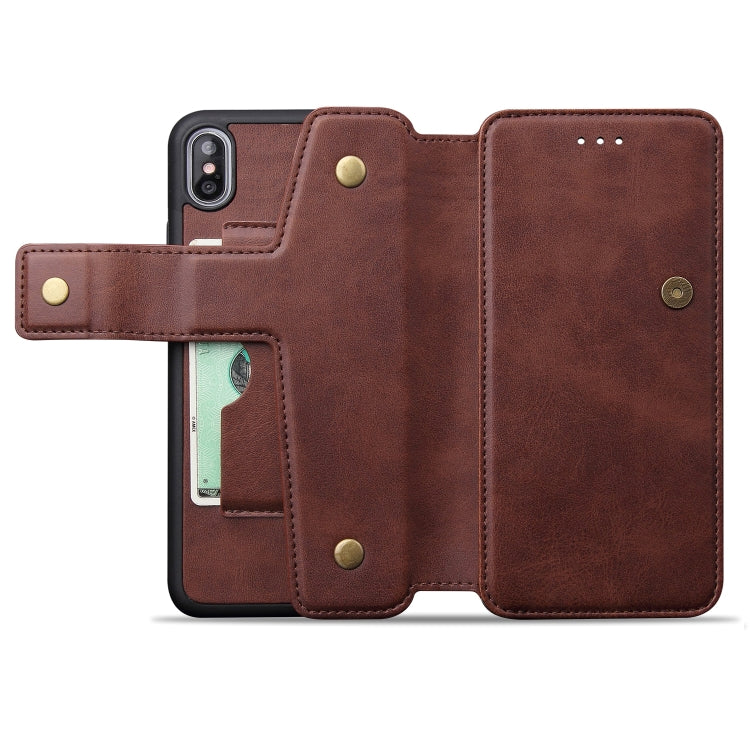 For iPhone XS Max Cowhide Texture Magnetic Absorption Detachable Horizontal Flip Leather Case with Holder & Card Slots & Wallet